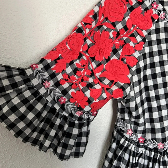 Anthropologie Pankaj & Nidhi Gingham Swing Tunic Blouse Size Small - Picture 5 of 5